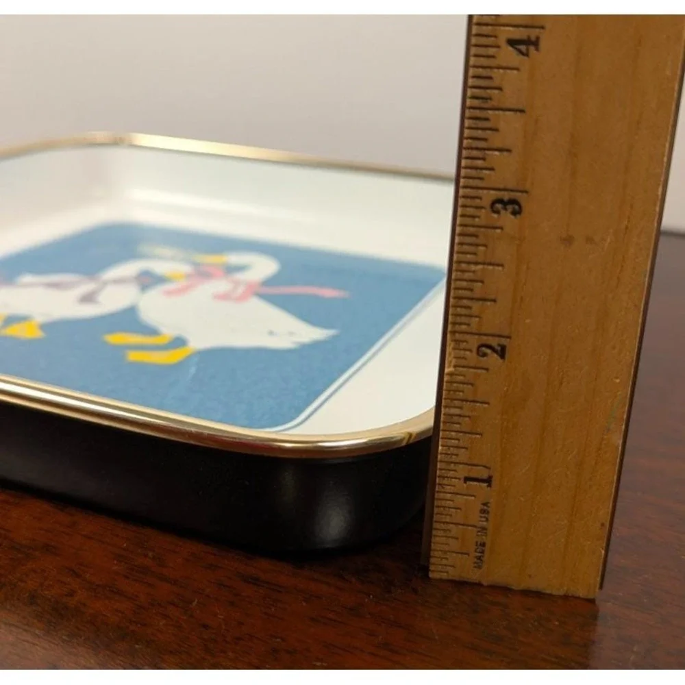 Vintage Made in Japan Serving Trays Ducks Geese Blue Gold Trim Set of 3
